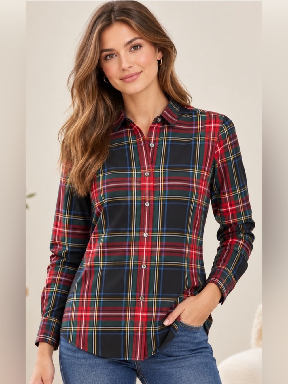 J. Crew Women’s & Plaid Button-Down Perfect Shirt